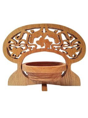 1980s Wooden Teak Articulating Collapsible Wedding Basket